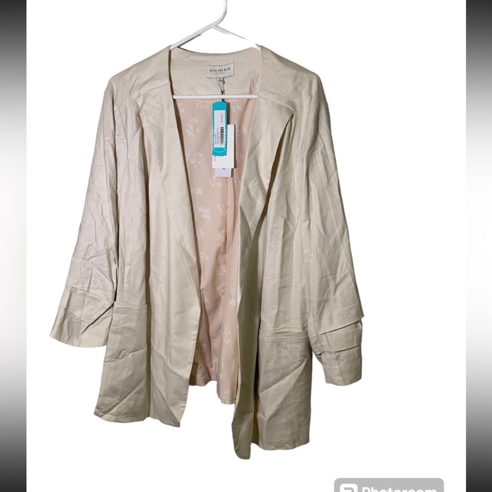 Skies are Blue NEW 3X Pale Peach Pink Curvy Linen Blend Blazer‎